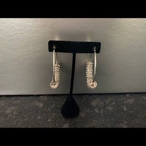 Silver-tone and Crystal 2.5" Hoop Earrings